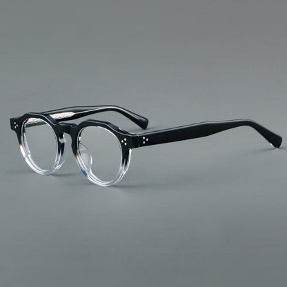 
Montura de gafas vintage redondas de acetato con puente de cerradura y detalle de tres remaches - Imagen 5