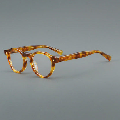 
Montura de gafas vintage redondas de acetato con puente de cerradura y detalle de tres remaches - Imagen 6