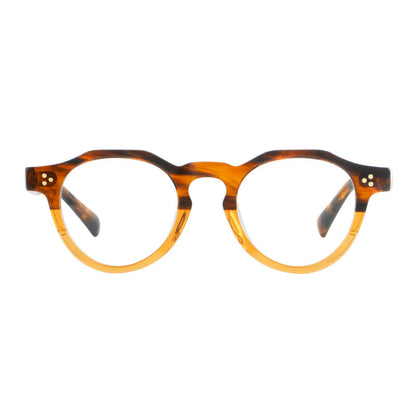 
Montura de gafas vintage redondas de acetato con puente de cerradura y detalle de tres remaches - Imagen 8