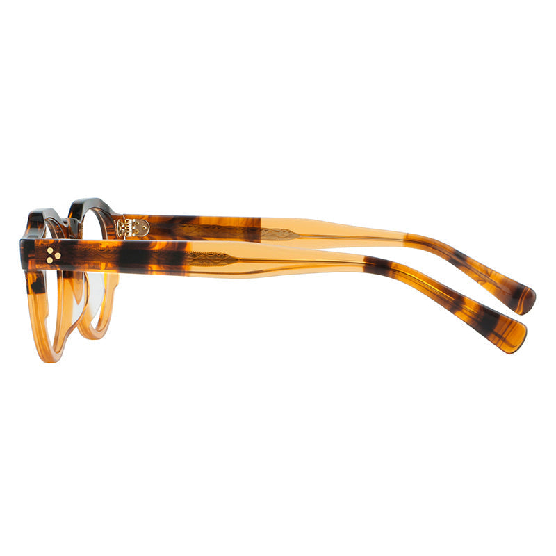 
Montura de gafas vintage redondas de acetato con puente de cerradura y detalle de tres remaches - Imagen 9