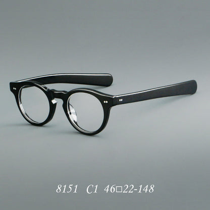 
Monturas de gafas redondas de acetato con aros gruesos y varillas anchas rectas