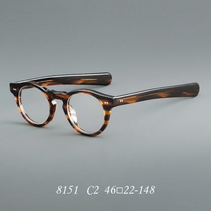 
Monturas de gafas redondas de acetato con aros gruesos y varillas anchas rectas - Imagen 4