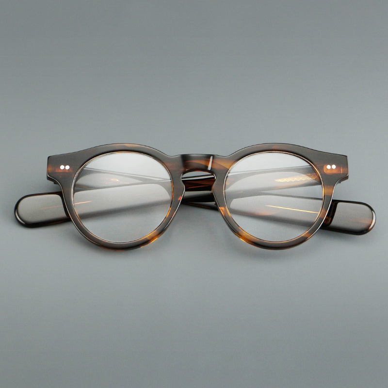 
Monturas de gafas redondas de acetato con aros gruesos y varillas anchas rectas - Imagen 7