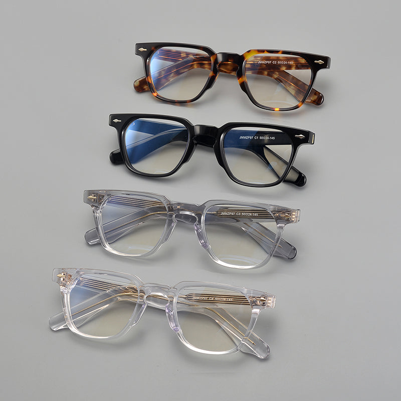 
Monturas de gafas retro rectangulares de acetato con esquinas redondeadas y detalles de remaches - Imagen 5
