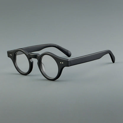 
Monturas de gafas geométricas redondas de acetato con esquinas angulares y detalle de remaches - Imagen 6