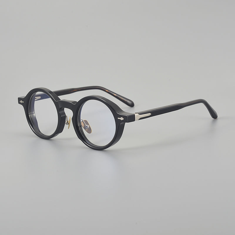 
Monturas de gafas retro de acetato estilo panto, con aros completos redondeados y almohadillas nasales - Negro