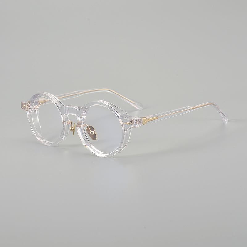 
Monturas de gafas retro de acetato estilo panto, con aros completos redondeados y almohadillas nasales