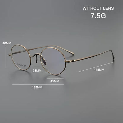 
Monturas de gafas redondas de titanio con aros de alambre fino y varillas metálicas delgadas - Imagen 3