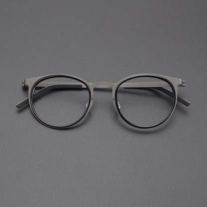 
Montura de gafas de titanio estilo panto vintage con aros cuadrados redondeados y opciones de tamaño de 48 y 50