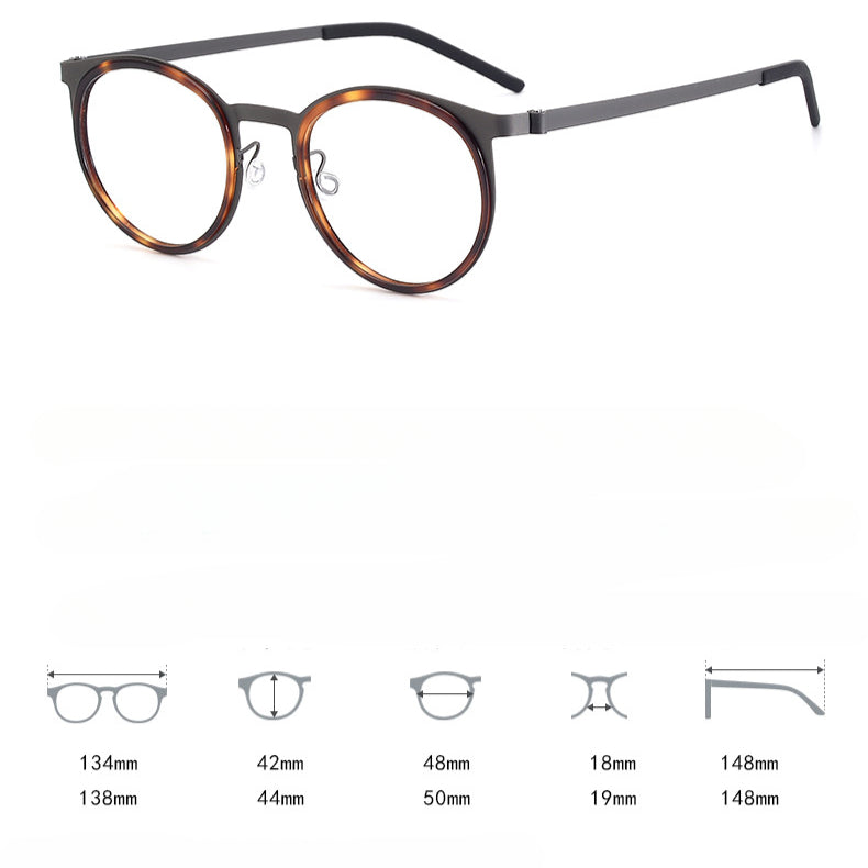 
Montura de gafas de titanio estilo panto vintage con aros cuadrados redondeados y opciones de tamaño de 48 y 50
