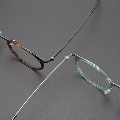 
Montura de gafas de titanio estilo panto vintage con aros cuadrados redondeados y opciones de tamaño de 48 y 50 - Imagen 5