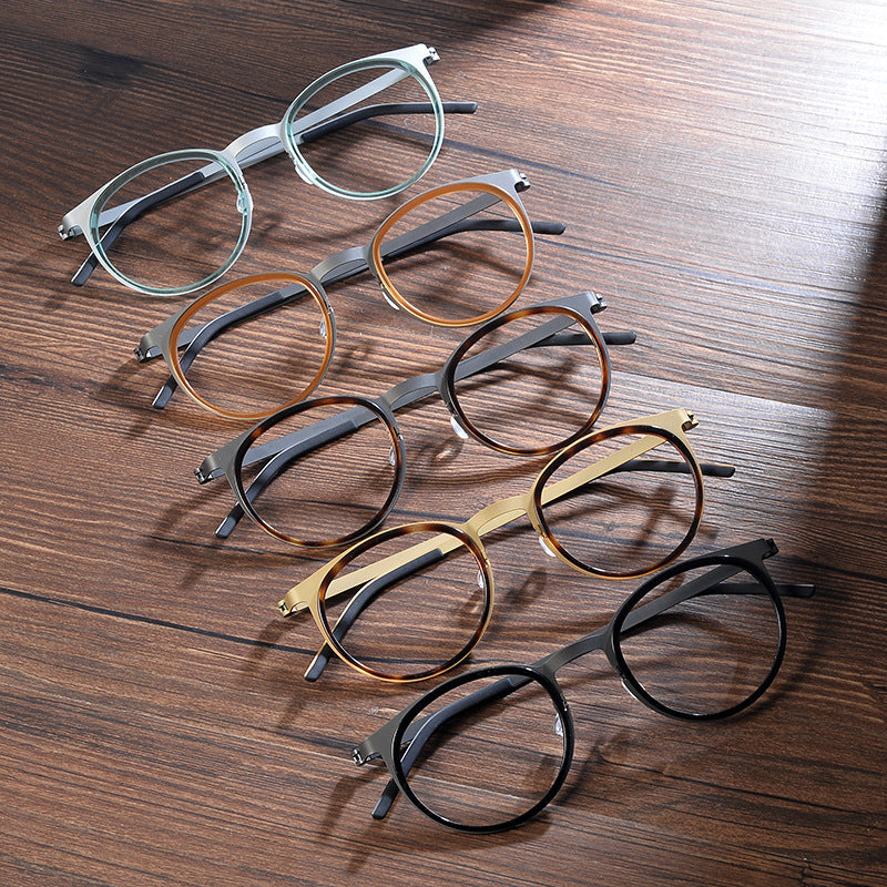 
Montura de gafas de titanio estilo panto vintage con aros cuadrados redondeados y opciones de tamaño de 48 y 50