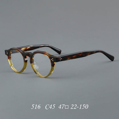 
Monturas de gafas redondas retro de acetato con puente de cerradura elevado y remaches en las esquinas - Imagen 9