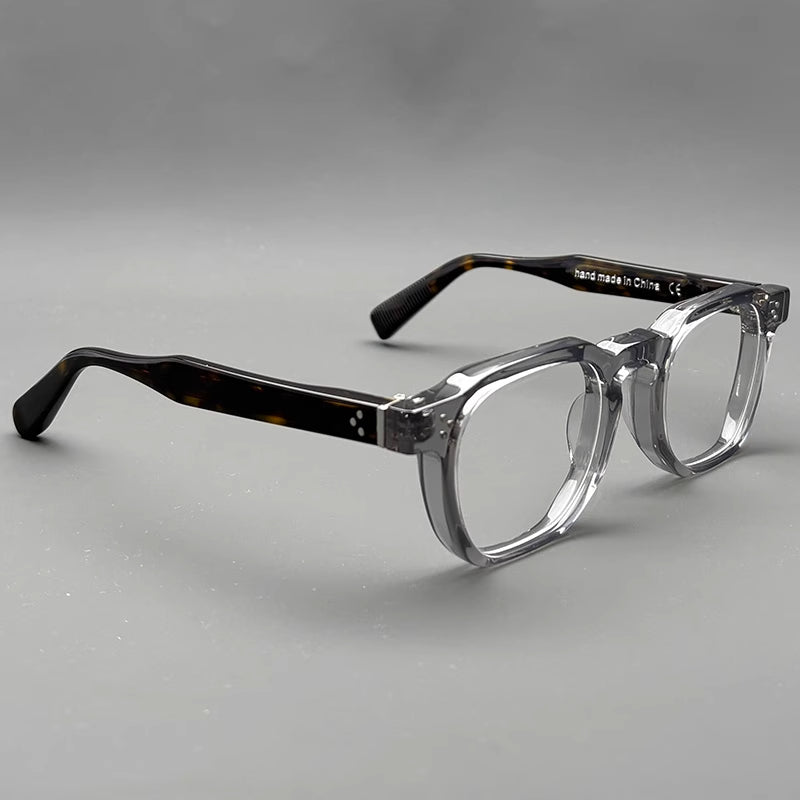 
Monturas de gafas cuadradas clásicas de acetato, aros completos gruesos y varillas anchas