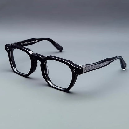 
Monturas de gafas cuadradas clásicas de acetato, aros completos gruesos y varillas anchas - Imagen 4
