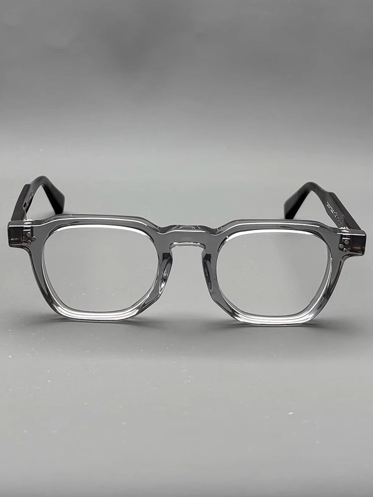 
Monturas de gafas cuadradas clásicas de acetato, aros completos gruesos y varillas anchas