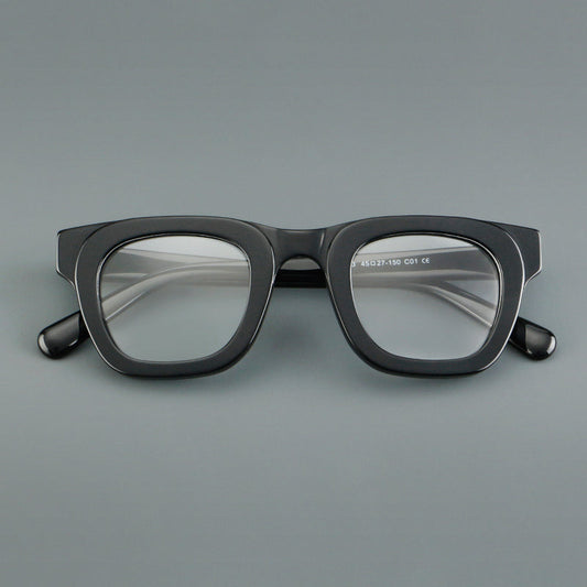Monturas de gafas de acetato cuadradas y audaces con bordes profundos y esquinas redondeadas