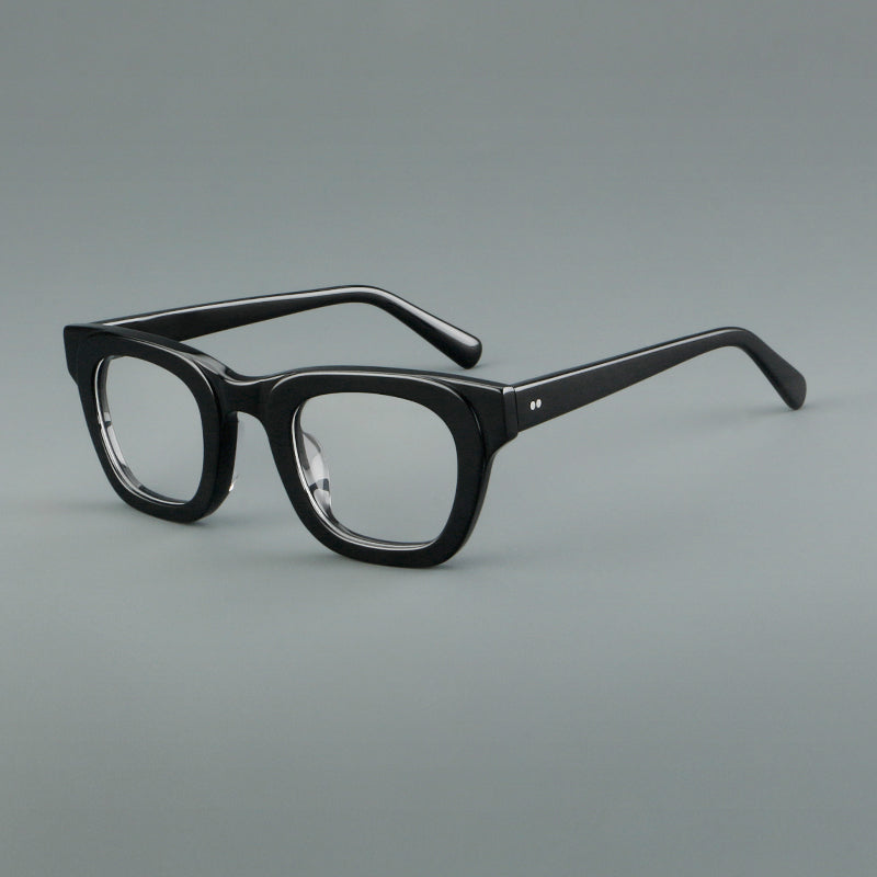 
Monturas de gafas de acetato cuadradas y audaces con bordes profundos y esquinas redondeadas
