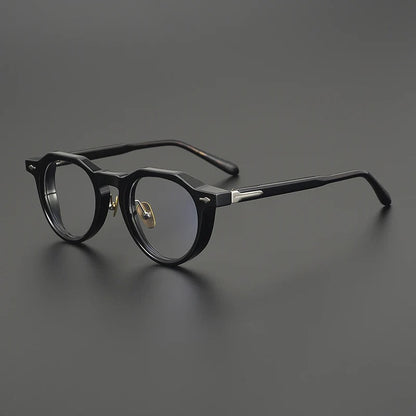 
Monturas de gafas panto de acetato con esquinas de ceja definidas y detalle de varilla de metal