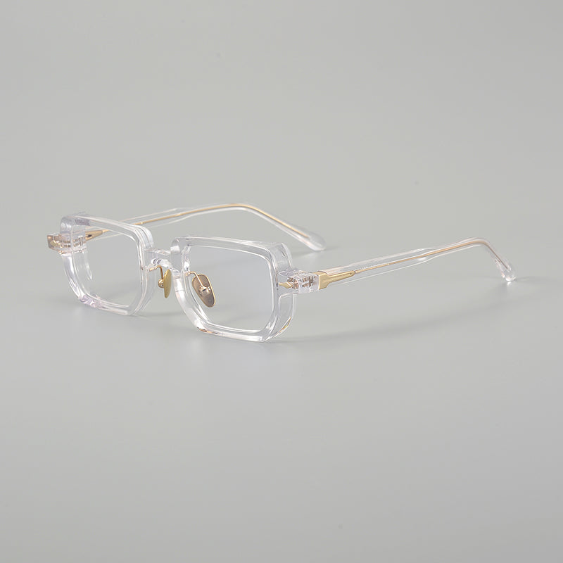 
Monturas de gafas rectangulares de acetato con línea superior ancha y bordes inferiores redondeados