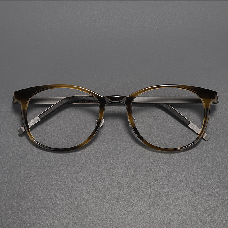 
Monturas de gafas redondas retro con diseño de aro completo y múltiples estilos de montura - Degradado marrón