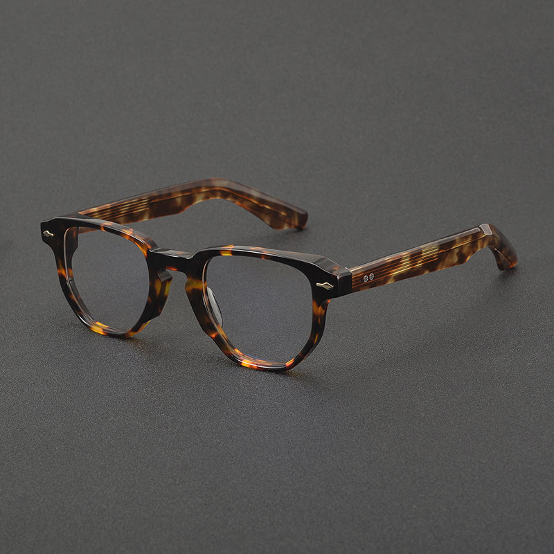 
Montura de gafas retro de acetato cuadrado con frente plano y patillas gruesas - Imagen 2