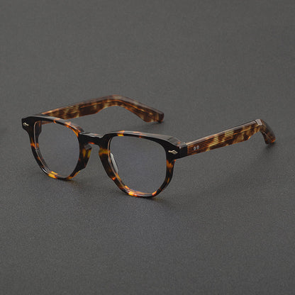
Montura de gafas retro de acetato cuadrado con frente plano y patillas gruesas - Imagen 2