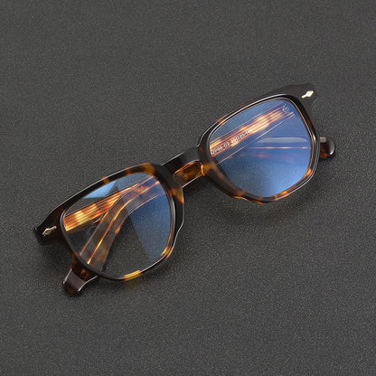 
Montura de gafas retro de acetato cuadrado con frente plano y patillas gruesas - Imagen 3