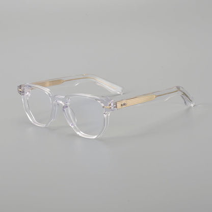 
Montura de gafas retro de acetato cuadrado con frente plano y patillas gruesas - Imagen 4