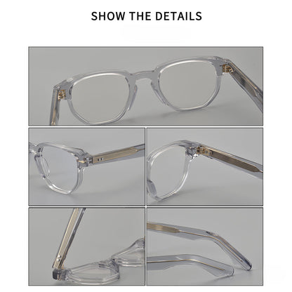 
Montura de gafas retro de acetato cuadrado con frente plano y patillas gruesas - Imagen 5