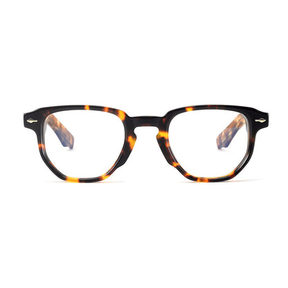 
Montura de gafas retro de acetato cuadrado con frente plano y patillas gruesas - Imagen 9