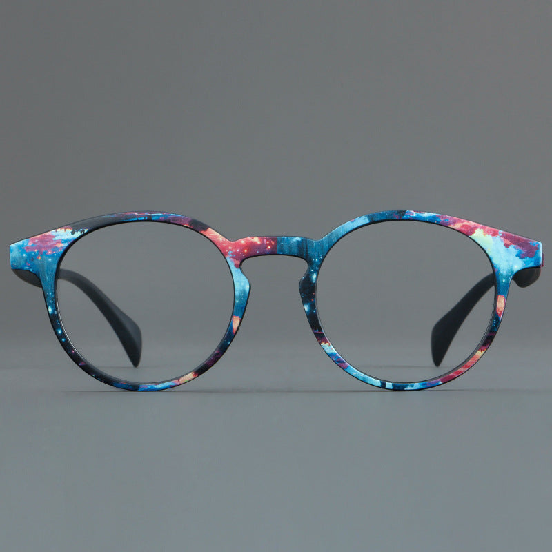 
Monturas de gafas estilo ojo de gato pintadas con patrones multicolores y esquinas elevadas - Imagen 5