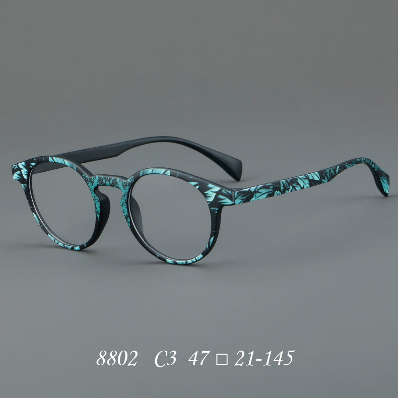 
Monturas de gafas estilo ojo de gato pintadas con patrones multicolores y esquinas elevadas - Patrón turquesa