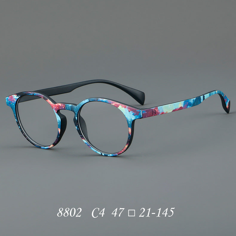 
Monturas de gafas estilo ojo de gato pintadas con patrones multicolores y esquinas elevadas - Azul Multicolor