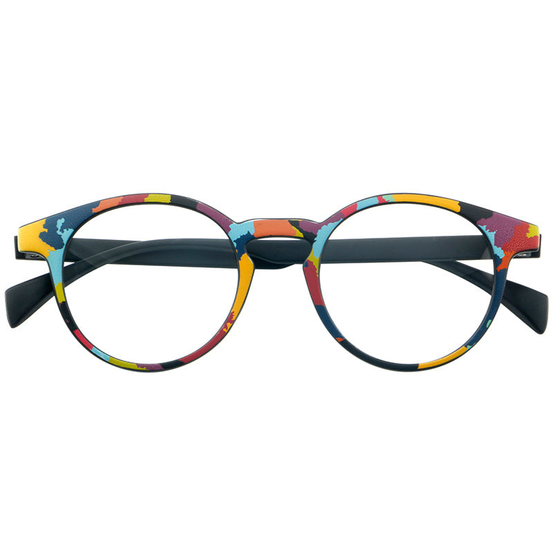 
Monturas de gafas estilo ojo de gato pintadas con patrones multicolores y esquinas elevadas - Imagen 8