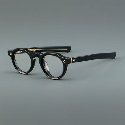 
Monturas de gafas vintage de acetato con forma geométrica, borde superior facetado y puente de cerradura - Imagen 2
