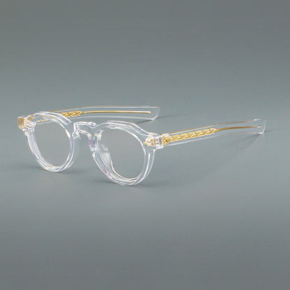 
Monturas de gafas vintage de acetato con forma geométrica, borde superior facetado y puente de cerradura - Imagen 3