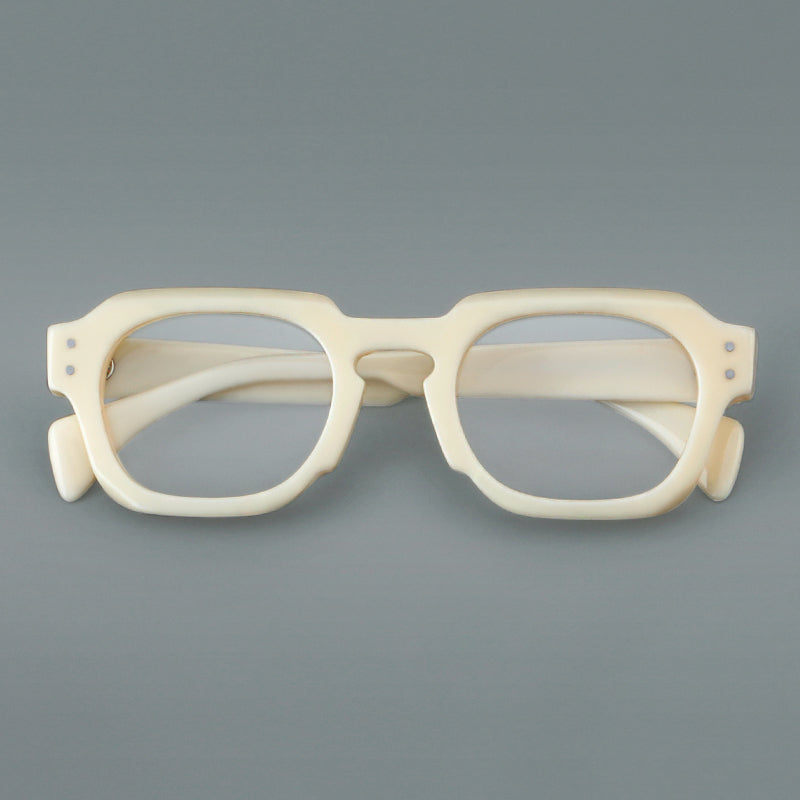 
Monturas de gafas retro cuadradas de acetato con bordes gruesos esculpidos y remaches en las esquinas - Imagen 7