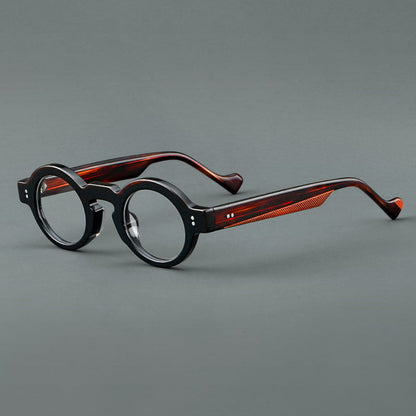 
Montura de gafas retro ovalada de acetato, aros completos profundos y varillas anchas
