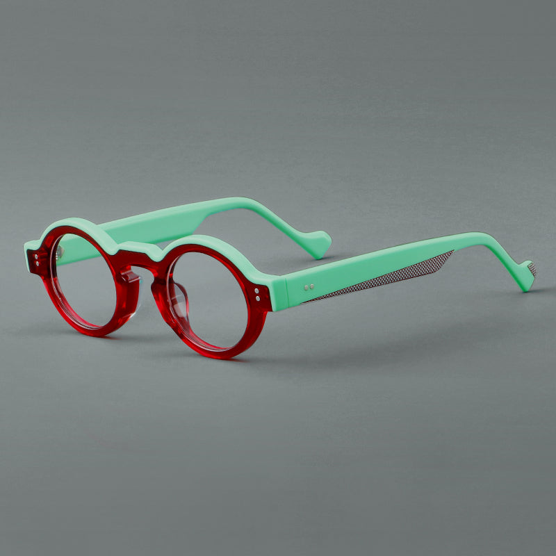 
Montura de gafas retro ovalada de acetato, aros completos profundos y varillas anchas