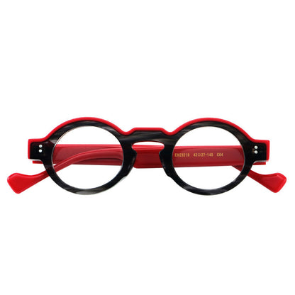 
Montura de gafas retro ovalada de acetato, aros completos profundos y varillas anchas - Imagen 13