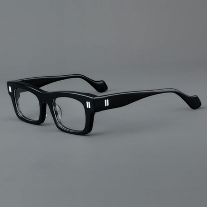 
Monturas de gafas retro rectangulares de acetato con cejas gruesas y detalles de doble barra en las esquinas