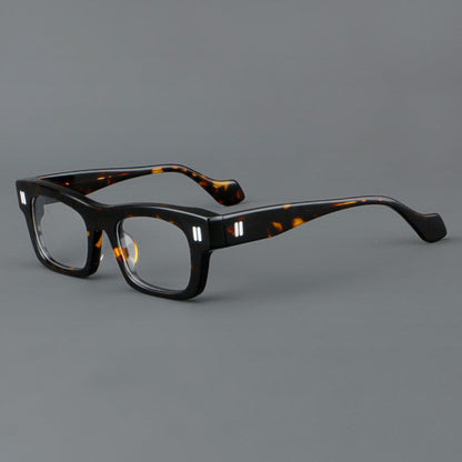 
Monturas de gafas retro rectangulares de acetato con cejas gruesas y detalles de doble barra en las esquinas - Imagen 4