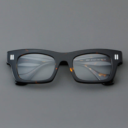 
Monturas de gafas retro rectangulares de acetato con cejas gruesas y detalles de doble barra en las esquinas - Imagen 5
