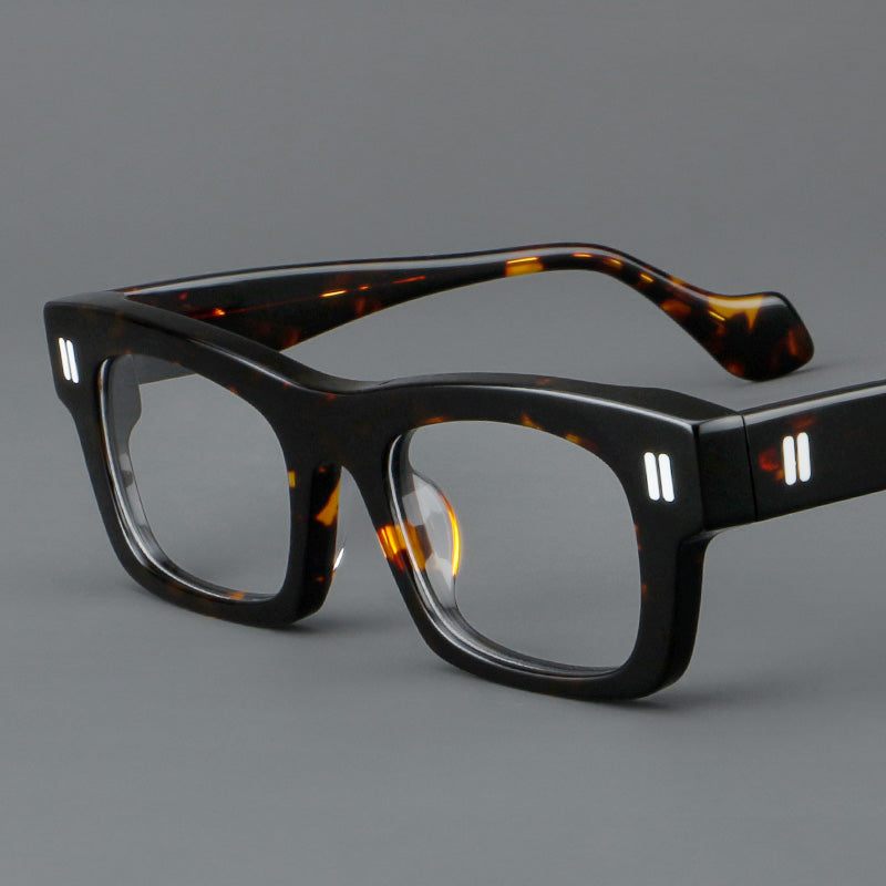 
Monturas de gafas retro rectangulares de acetato con cejas gruesas y detalles de doble barra en las esquinas - Imagen 7