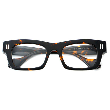 
Monturas de gafas retro rectangulares de acetato con cejas gruesas y detalles de doble barra en las esquinas - Imagen 10