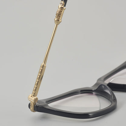 
Monturas de gafas retro cuadradas redondeadas con aros completos y detalles metálicos en las esquinas - Imagen 5
