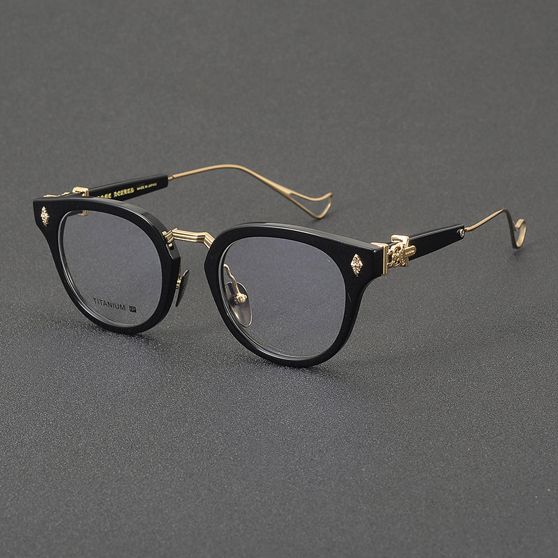 
Monturas de gafas vintage estilo panto con aro completo y varillas metálicas delgadas