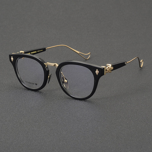 Monturas de gafas vintage estilo panto con aro completo y varillas metálicas delgadas