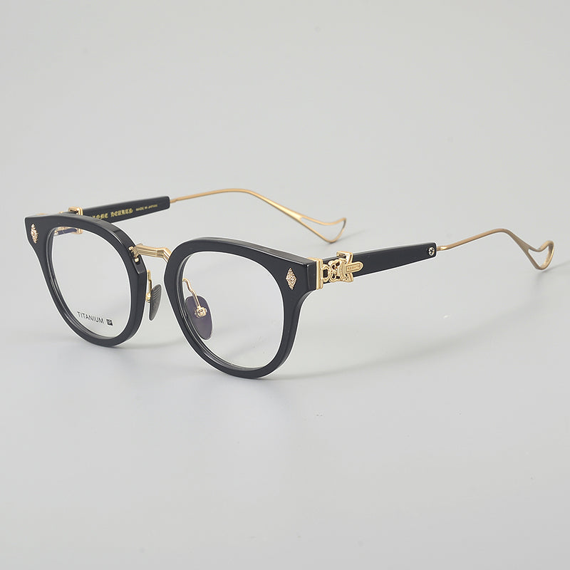 
Monturas de gafas vintage estilo panto con aro completo y varillas metálicas delgadas